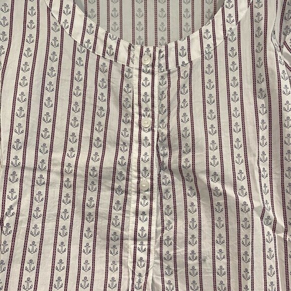 Tommy Hilfiger White and Blue Anchor Patterned 3/4 Length  - Size Medium - Picture 2 of 6